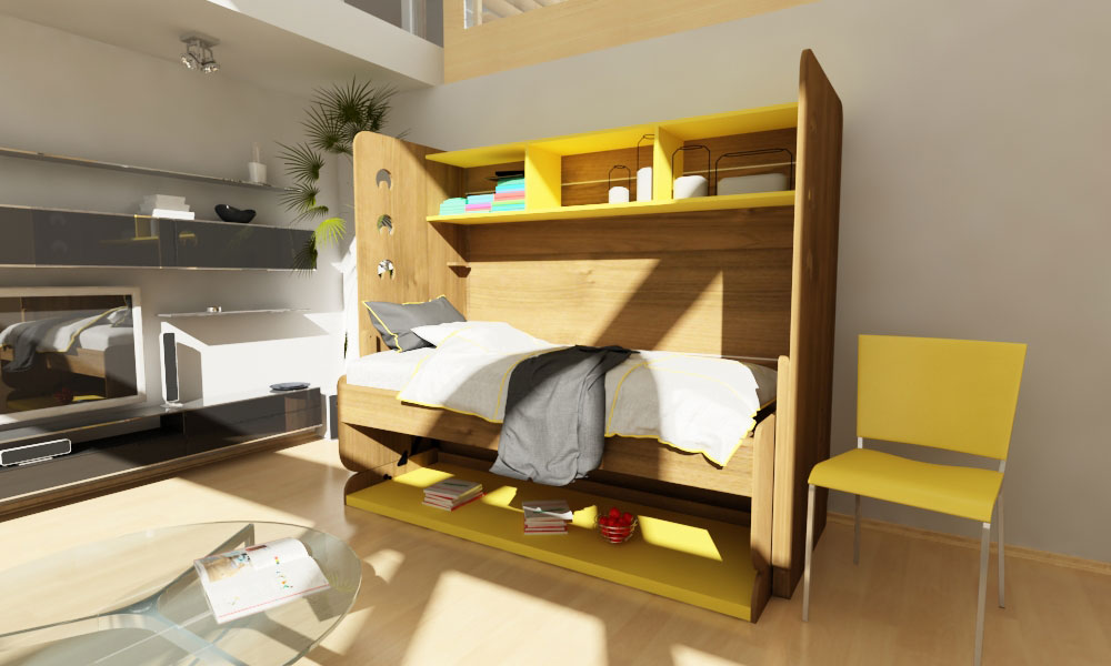 Bed Multifunctional Furniture, Flip Up Desk Bed